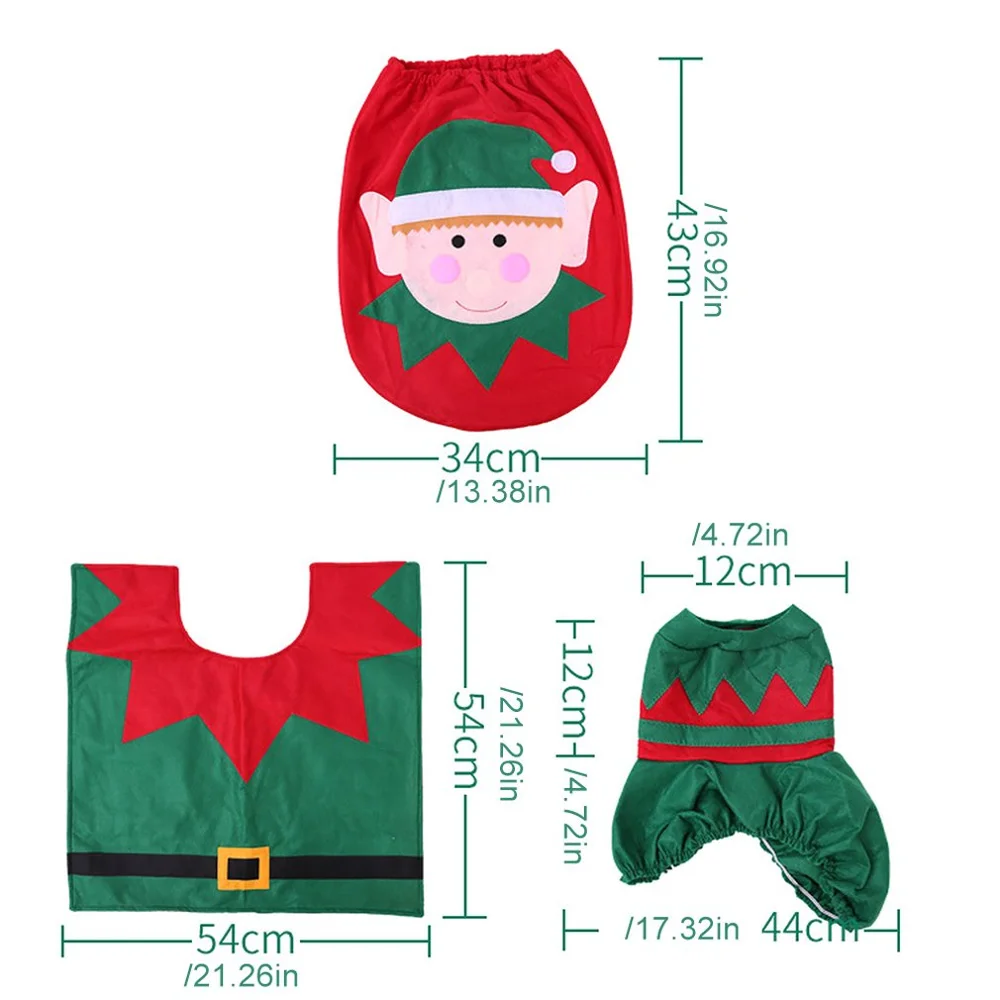 Elf New Christmas Toilet Set Cover Home Decorations Christmas Overcoat Toilet Case Bathroom Decorative Products - Цвет: Elf