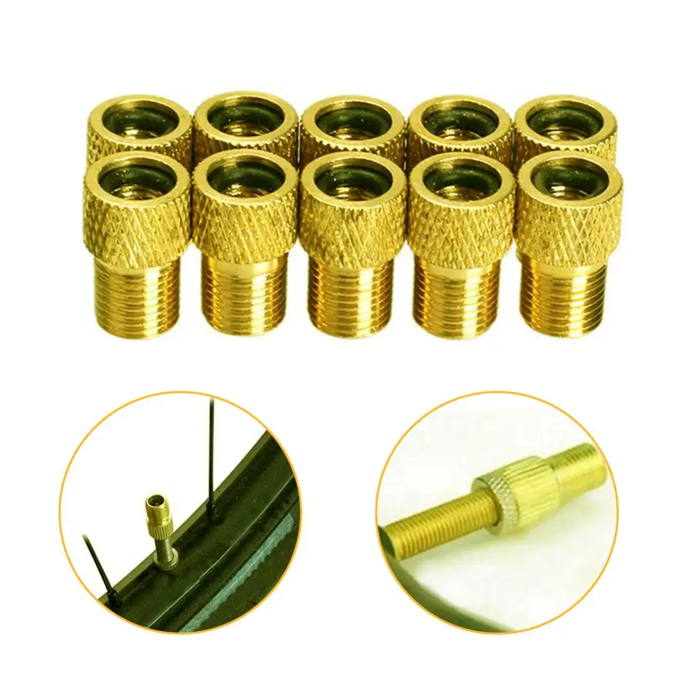 

10PCS Valve Adaptor Copper Slotted Head Valve Stem Caps Copper Wheels Gas Nozzle Tube Tire Copper Bike Accessory