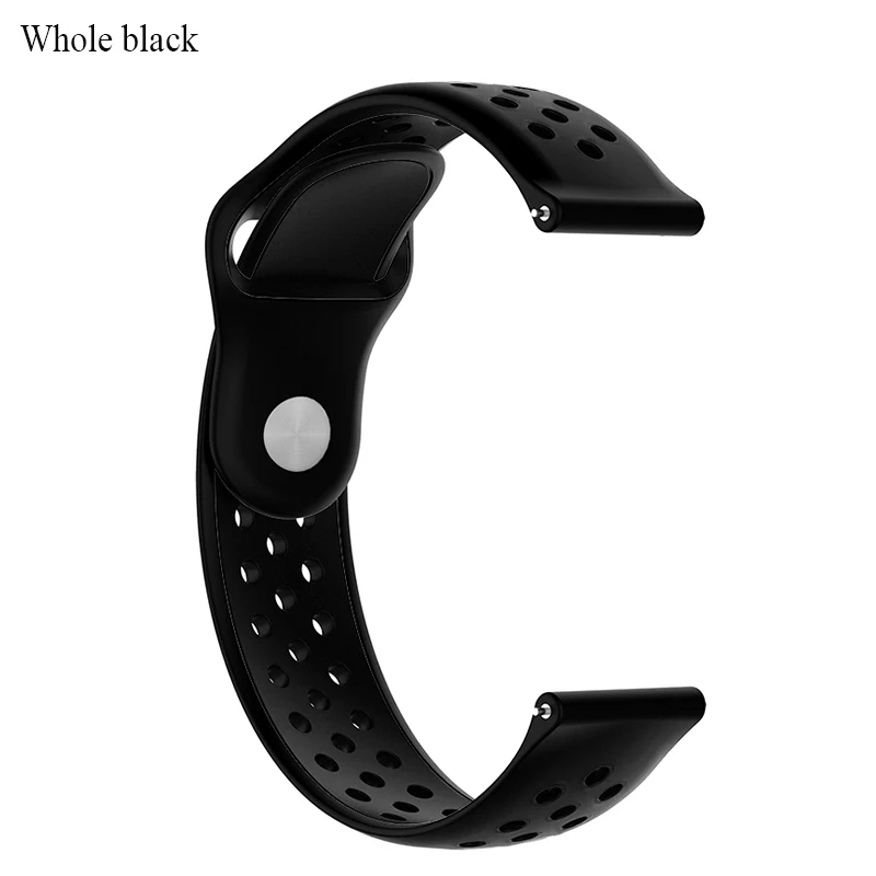 Whole black BOORUI ремешок для часов Huami Amazfit Bip двойной цвет 20 мм силиконовый ремешок 22 мм для xiaomi Amazfit - Цвет: Whole black