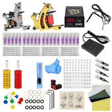 Complete Professional Tattoo Machine Kit Sets liner shader tattoo 2 machine kits suite set Power Supply Needles Grip Tip Set