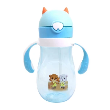 

480ML Cartoon Summer Children Drinking Cup Baby Anti-fall Water Bottle With Handle Portable Straw Cup Sale Season