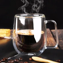 Стеклянная термостойкая чашка для кофе с двойными стенками ручной работы, изолированная прозрачная стеклянная посуда для виски