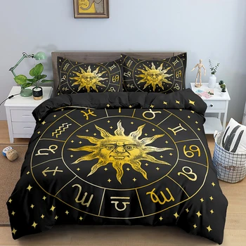 

Astrology Horoscope With Signs Bedding Set Colorful Sun And Moon Duvet Cover King Queen Size Comforter Covers Sets Pillowcase