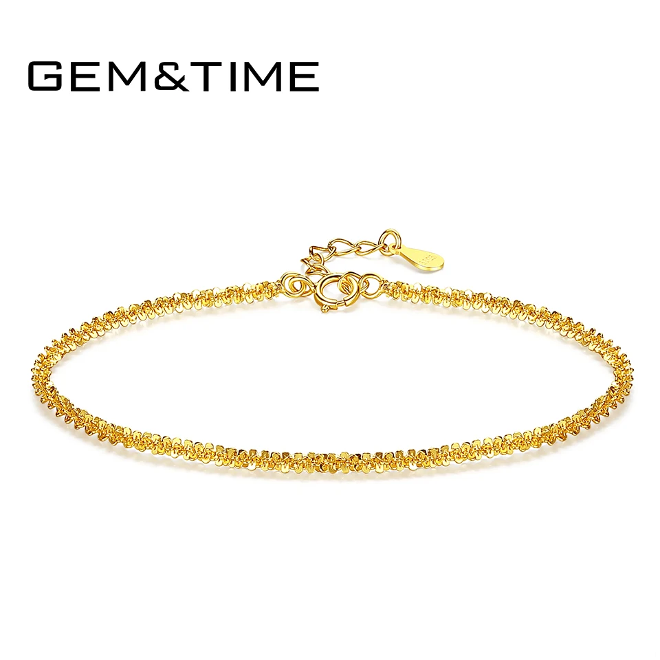 

Gem&Time Minimalism Tassles Chram Bracelets Sterling Silver 925 LInk Chain Bracelets For Women Korean Gold Plated Jewelry