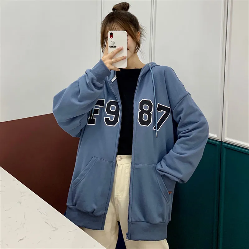 

2020 Autumn Oversized Sweatshirts Casual Hooded Autumn Women Clothes Letter Printing Hoodies Streetwear Fashion Coat Outwear