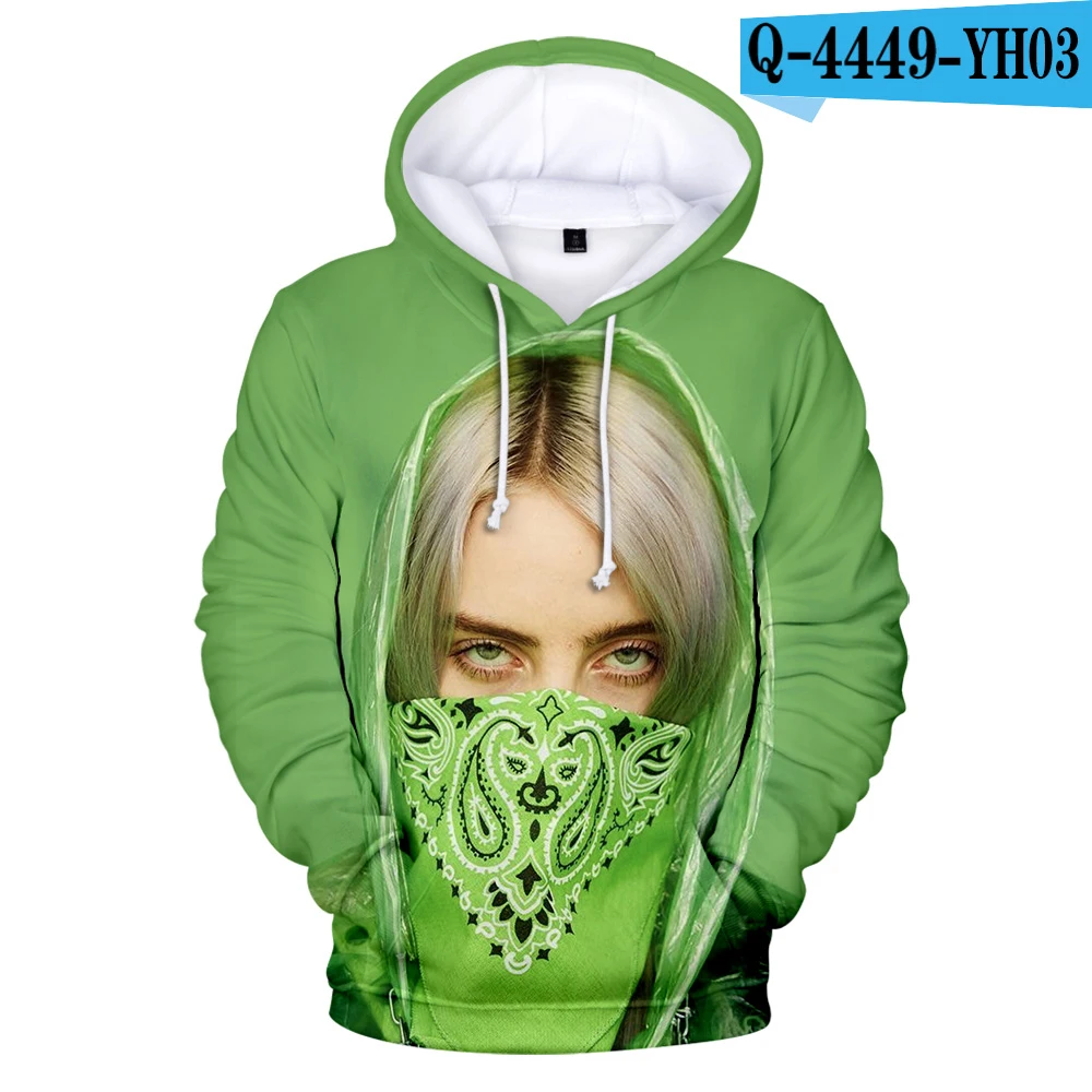 3D Оригинальные толстовки для мужчин и женщин Billie Eilish, толстовка с капюшоном, лидер продаж, осенне-зимняя модная одежда для мальчиков и девочек - Цвет: 3D