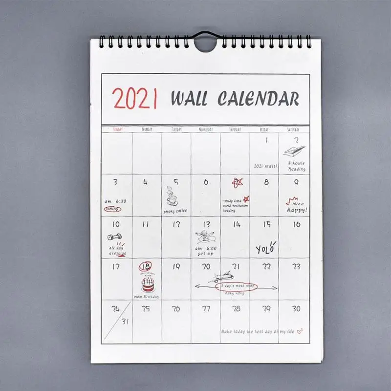 Calendario de pared minimalista, planificador de oficina y hogar, calendario diario, 2021