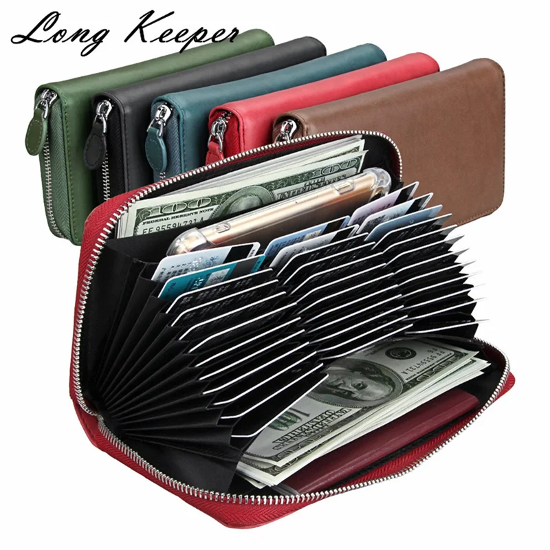

Genuine Leather Women Business Card Holder Cow Leather Card Wallet Prevent RFID Female Credit Card Holder Red Blue Green New