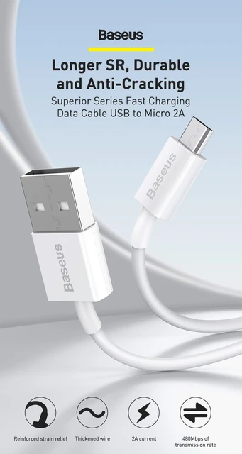 Cabo Baseus Camys-01 2A 1M Usb Micro Usb Preto