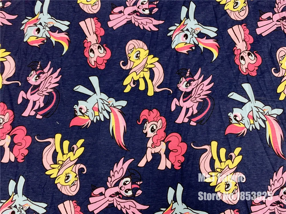 50X172m Радужная пони Трикотажная хлопковая ткань пэчворк DIY пижамы для маленьких девочек одежда материал шитье футболка простыни