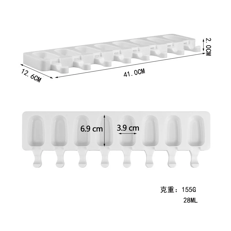 4/ Hole Silicone Ice Cream Mould Ice Cube Tray Popsicle Barrel Diy Mold Dessert Cream Mold with Popsicle Stick