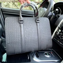 Men's Briefcase, Leather Woven Computer Bag, Formal Business Men's And Women's Portable Messenger Bag, 38*28*8 CM