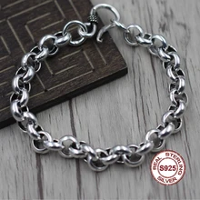 S925 браслет из стерлингового серебра простой и элегантный стиль личности пара гладкие круги полированный отправить подарок на любовь