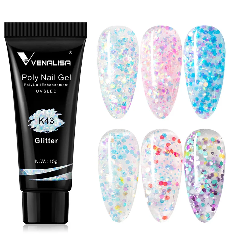 6 Pz/Kit Venalisa Poly Nail Gel 15Ml Vip Glitter Acrilico Gel Cambia Colore Gel Neon Macaron Camouflage Uv Led Gel Semi Permanente