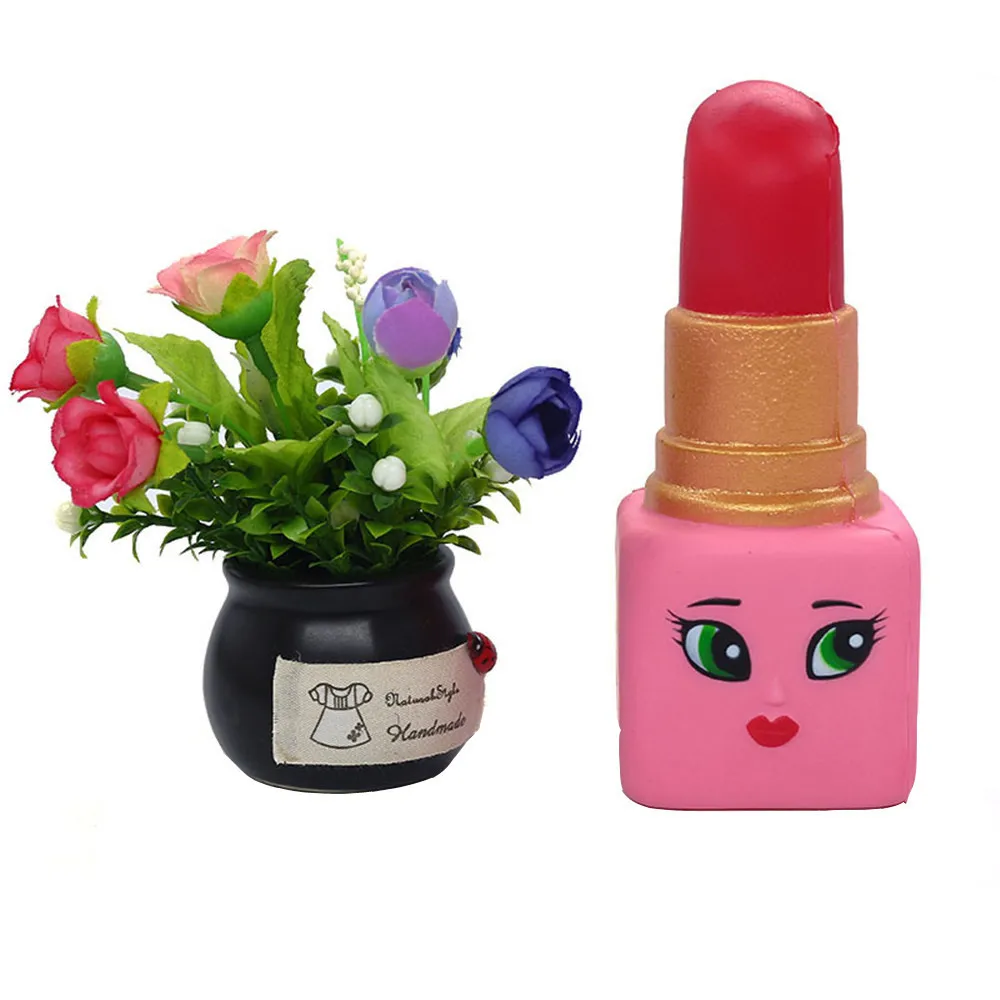 beauty Lipstick Slow Rising Squeeze Relieve Stress Toy Simulation cosmetic decompression Slow rebound toy #A