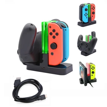 

10 pcs For N-Switch NS Controller 4 in 1 for Joy-Con Storage Holder Stand Support Charging Dock Station Charger with USB cable