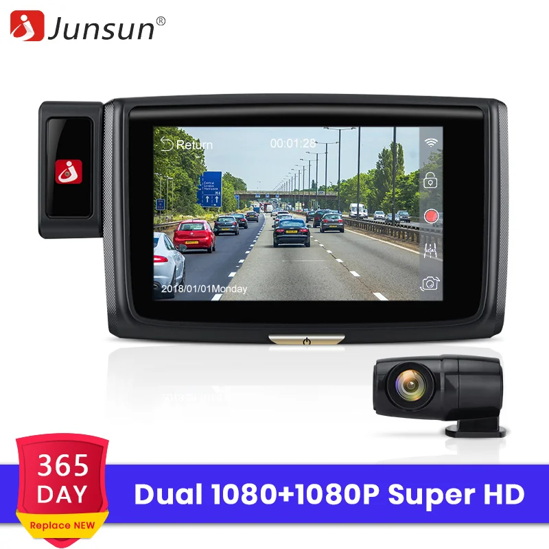 Junsun S660 HD фронтальная 1080P + Rear1080P 60fps Автомобильная dvr камера Wi Fi ночного видения
