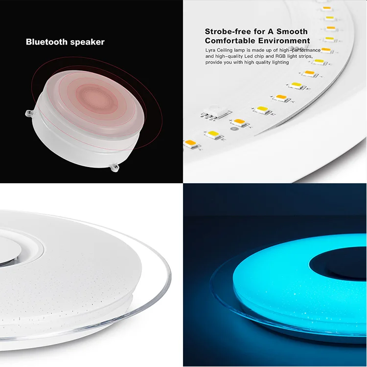 Умная музыкальная Светодиодная лампа с Bluetooth динамиком потолочные светильники