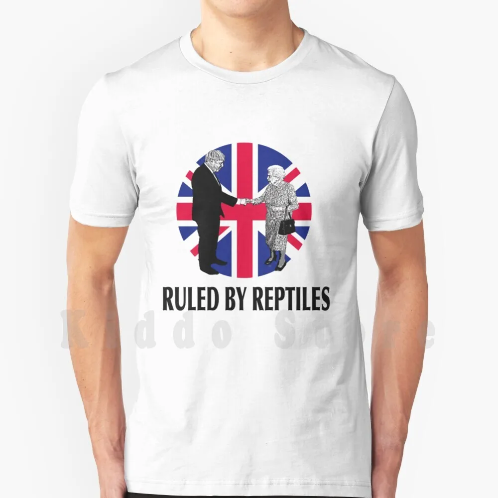Boris And The Queen-Governato Da Rettili T Shirt Stampa Per Uomo Cotone New Cool Tee Rigato Boris Johnson God Salva La Regina Regina