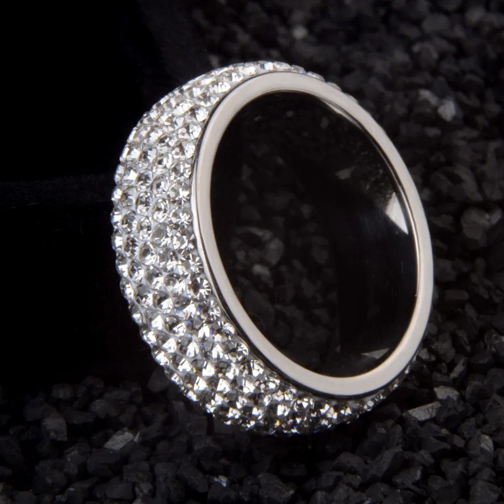 Stainless Steel Crystal Ring For Men Women Jewelry Gift