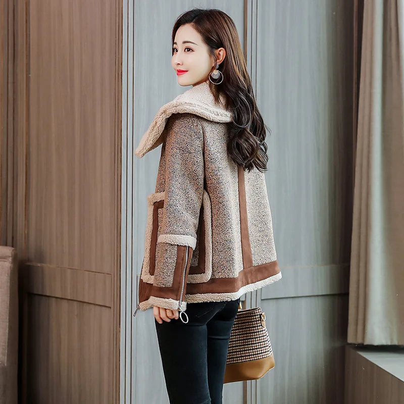 

2018 New Style WOMEN'S Dress Autumn And Winter Loose And Plus-sized Short Woolen Jacket Women's Joint Contrast Color Short-heigh