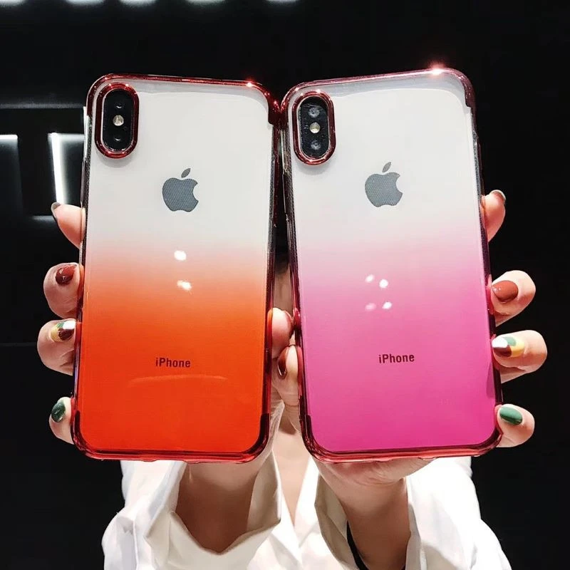 

Electroplated Phone Case For iphone 7 Case XR XS Max 6 8 Plus Ultra Slim Gradient Color Plating Clear Transparent Silicone Cover