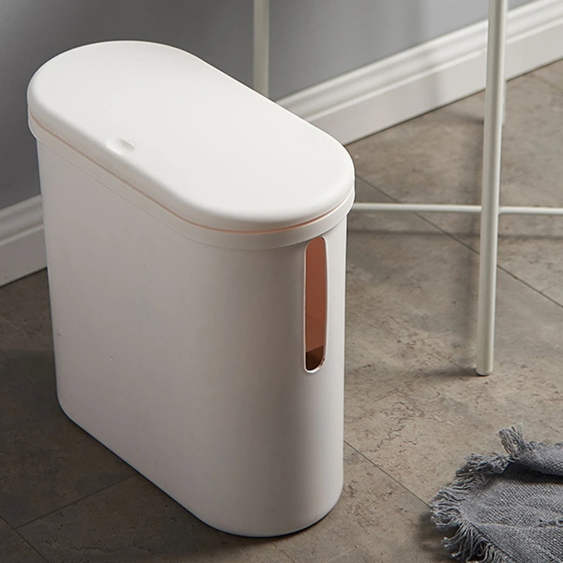 HOT Multifunction Plastic Narrow Type Press Cover Trash Can Toilet Can Put Paper Towels Waste Bin Dustbin Bathroom Garbage Bucke