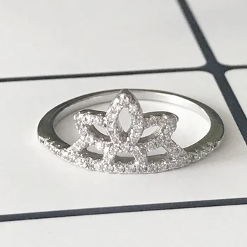 

OL Style 925 Sterling Silver AAA CZ Flower Crown Rings for Women Ladies Party Ring Fine Jewelry Valentine's Day Gifts