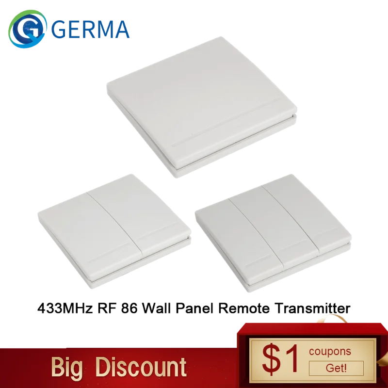 

GERMA 86 Wall Panel Wireless Remote Transmitter 1 2 3 Button RF Switch For Light Lamp Bulb Home Living Room Bedroom Corridor