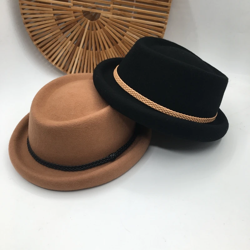 

2019 new fedoras winter wool curling homburg contracted and fashionable joker bump Sir hats for men and women