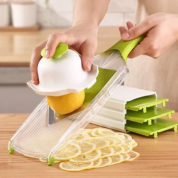 

4 Blade Adjustable Mandoline Slicer Household Flaker Fruit V Slicer Vegetable Julienne Cutter Lemon Slicing Tool