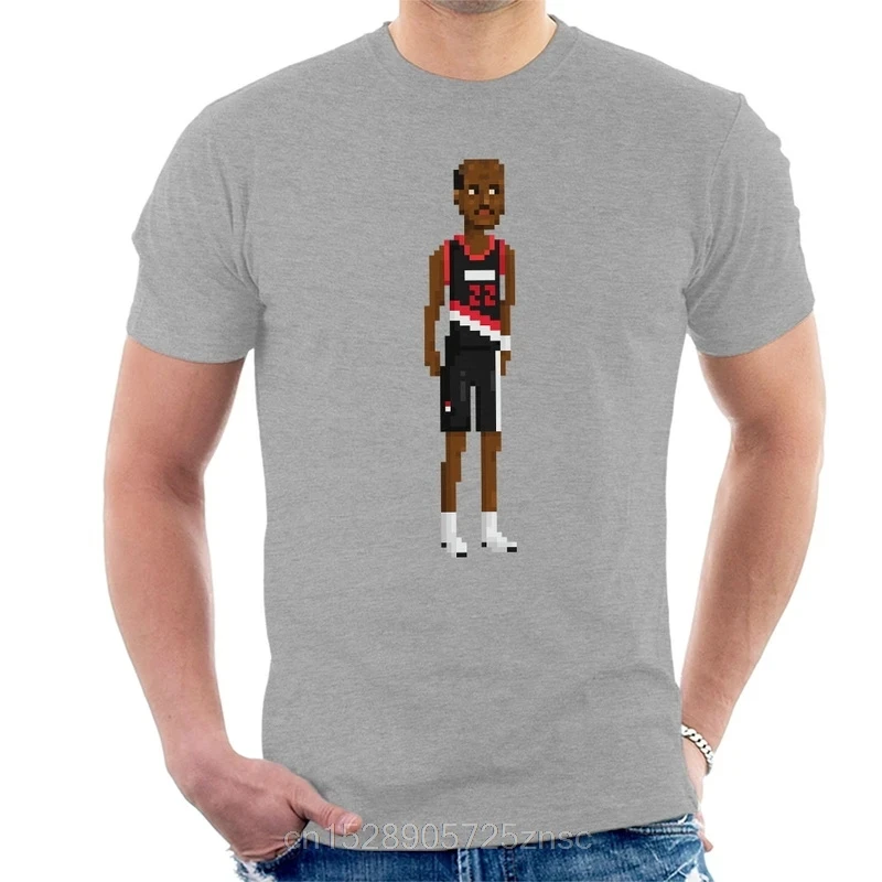 С принтом забавная футболка 2020 camiseta Клайд Дрекслер тела пикселей Для мужчин