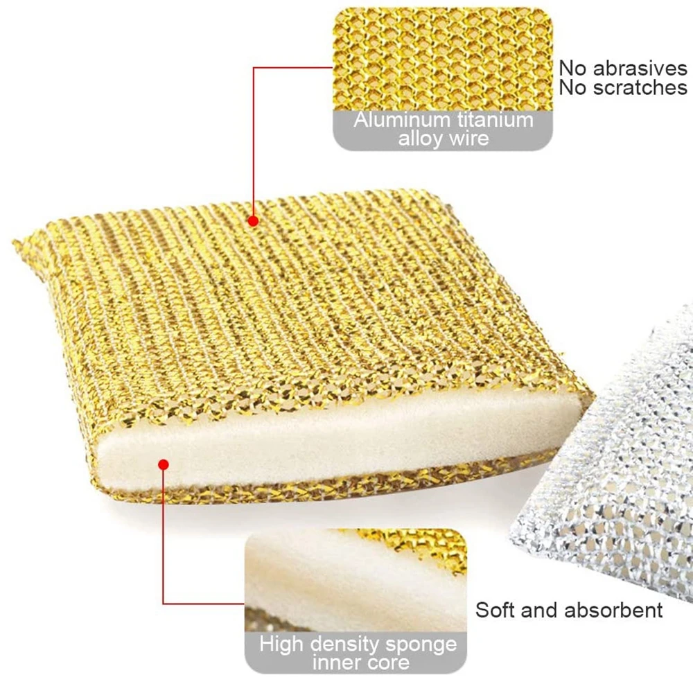 uxcell® Sponge Home Kitchenware Bowl Dish Wash Scourer Scrubber Cleaning  Cleaner Pads 8pcs