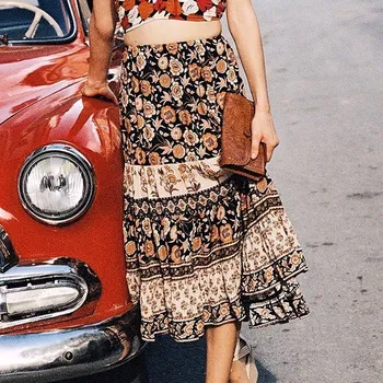 

Paris Sunset Black Floral Print Midi Skirt