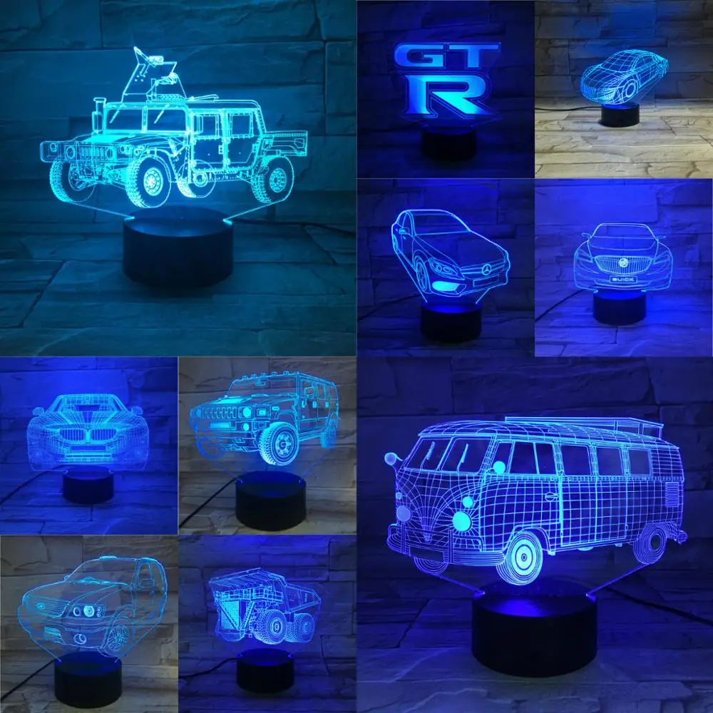 Multicolor Change Novelty 3D Car Bus Lamp Touch Remote USB Night Light Atmosphere Lighting Lampara Boys Gifts Bedroom Desk Decor | Освещение
