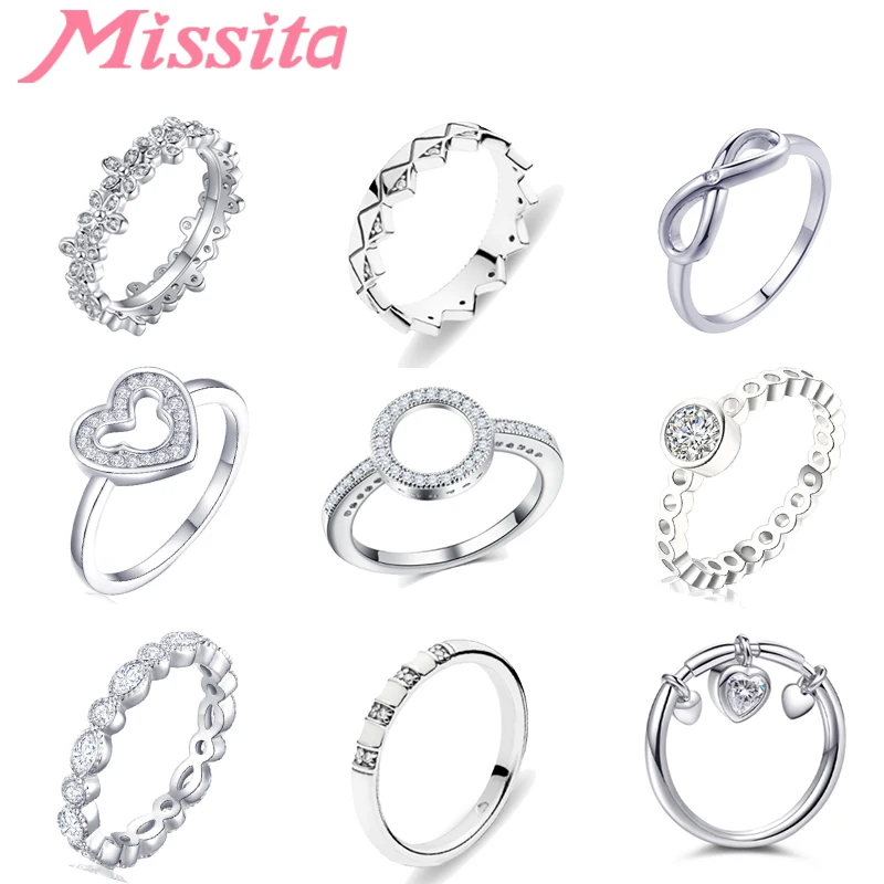 MISSITA New Elegant Circle Round Finger Rings for Women Crystal Lover Wedding Ring Gift Brand Jewelry | Украшения и аксессуары