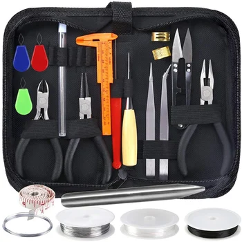 

27 Pieces Jewelry Making Kit Supplies with Zipper Storage Case Beads Wire Starter Tool for Jewelry Crafting and Jewelry Repairin