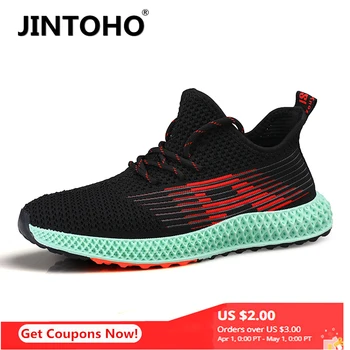 

JINTOHO New 2020 coconut shoes men's lightweight running shoes soft bottom walking shoes knitted casual flat shoes running shoes