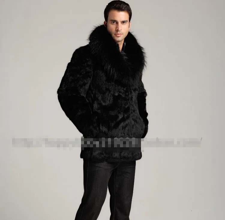 Jaqueta De Couro Masculina Winter Mens Faux Mink Fur Outwear Business Fox Fur Neck Plus Size Long Leather Jacket XXXL X641
