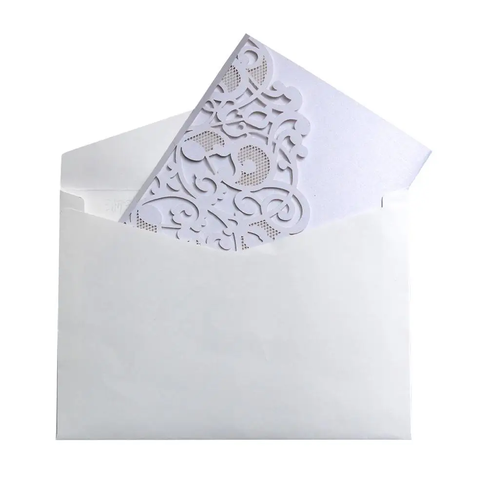  10Pcs Wedding Cards European Style Laser Cut Invitations Cards Tri-Fold Lace Business Wedding Decor - 4000427718819