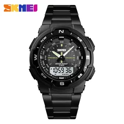 Luxury Men's Stainless Steel Quartz Sports Watch - Waterproof and Fashionable (Black white)