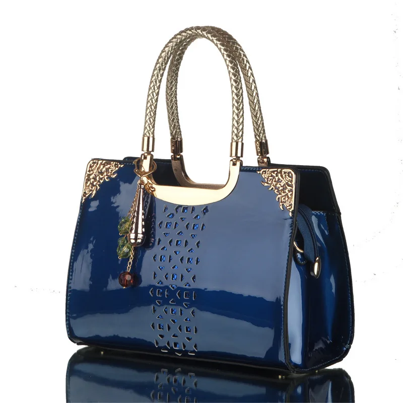 

Ougger Medium Luxury Handbags Women Bags Elegant Style Blue PU tote bag with Sequined for Evening Party