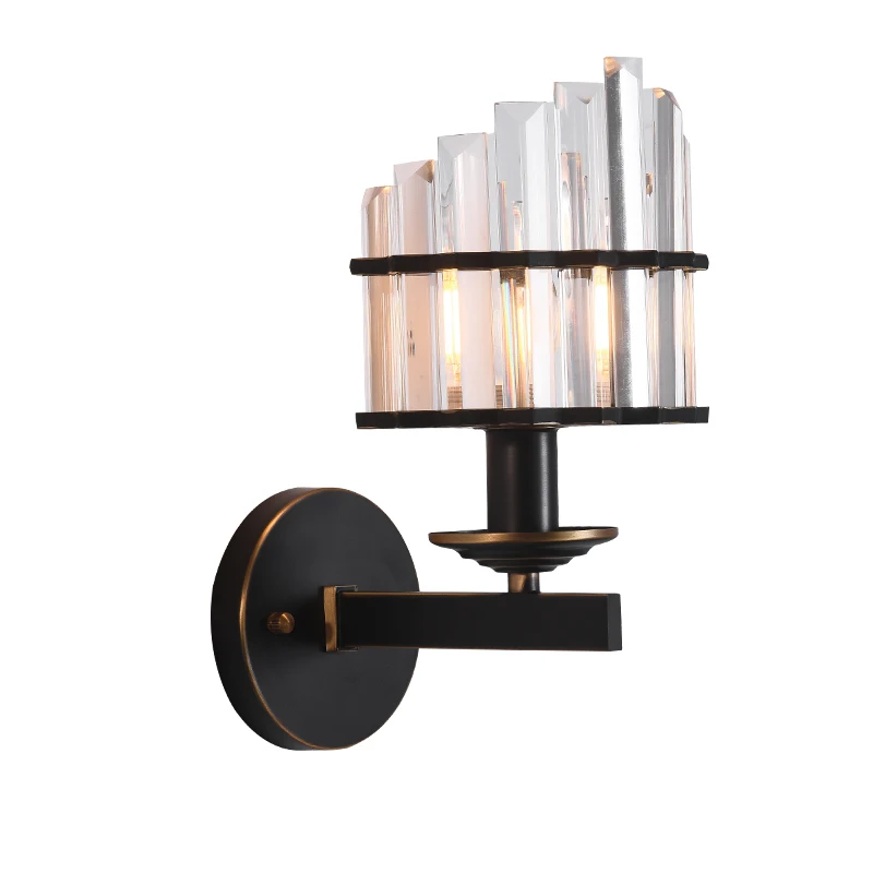 Simple postmodern light crystal copper double head wall lamp living room bedroom bed front aisle stair light led wall light E14