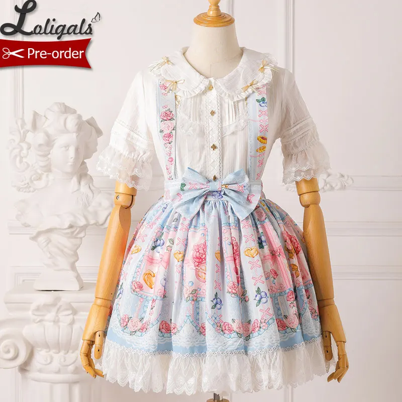 Berries &amp Flowers ~ Sweet Lolita Skirt Printed Salopette Dress Pre-order | Женская одежда