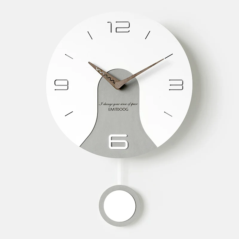Creative Swing Wall Clock Brief Design Wood Minimalist Wall Clock Nordic Quartz Zegarek Na Sciane Living Room Home Decor SS60WC - Цвет: grey