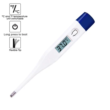 

Digital Reading Body Thermometer Underarm Temperature Fast Measure With Flexible Tip For Baby Adults Kid F and C 1/5pcs