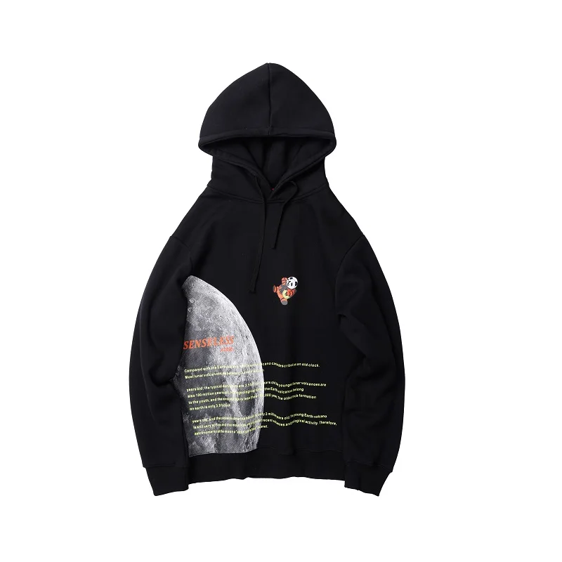 Мужские толстовки из хлопка W2085 - Цвет: black
