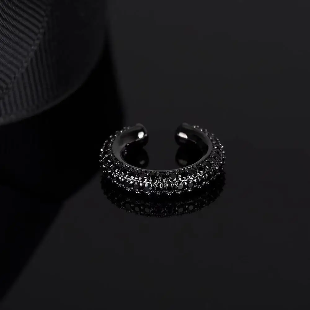 Black Single Простые циркониевые серьги-манжеты в стиле панк-рок с геометрическим рисунком для женщин, современный золотой цвет, унисекс, серьги-клипсы, не пирсинг, ZK40 - Окраска металла: Black Single