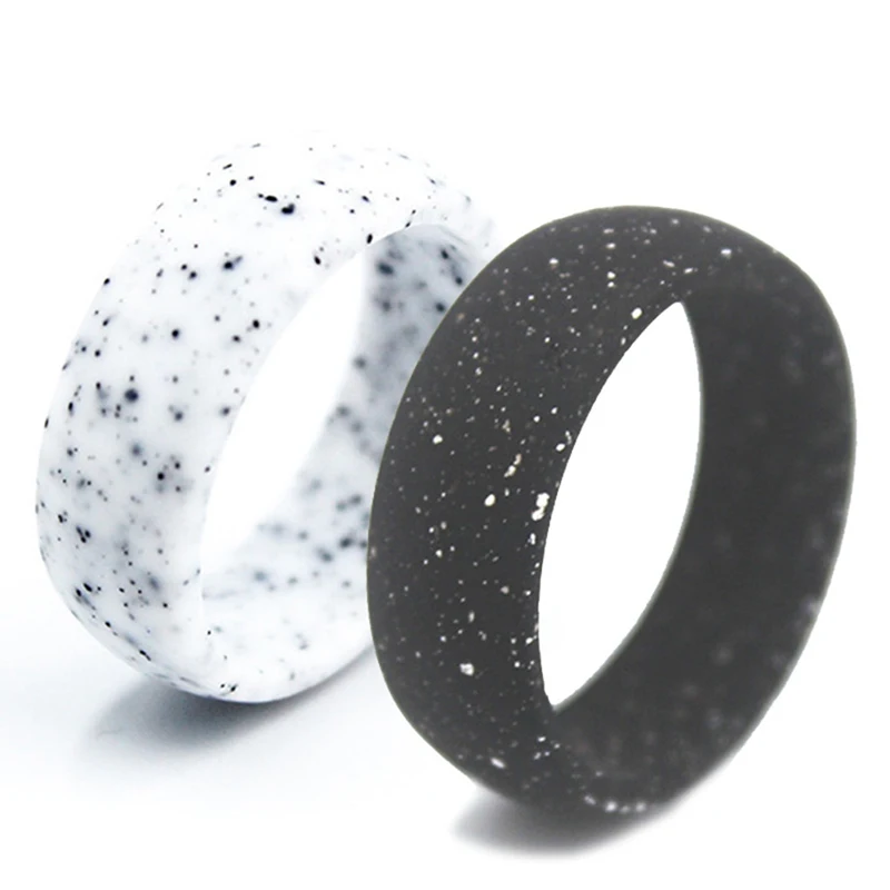 1Pc Summer Fashion Marble Grain Flexible Silicone Wedding Ring Rubber Engagement Ring For Men Women Comfortable Sports