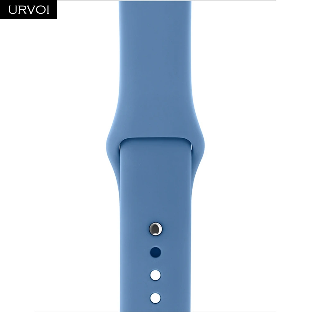 Спортивный ремешок URVOI для apple watch 5, 4, 3, 2, 1, силиконовый ремешок для iWatch 40 мм, 44 мм, застежка на булавке и застежке, новинка, сосновый зеленый - Цвет ремешка: Denim Blue
